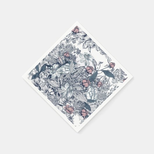 Toile-De-Jouy Pattern Wedding Serviette (Ecke)