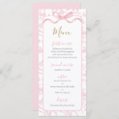 Toile de jouy Pink Baby Shower Girl Menu Card Menükarte (Vorne/Hinten)