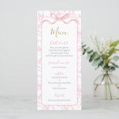 Toile de jouy Pink Baby Shower Girl Menu Card Menükarte (Stehend Vorderseite)