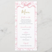 Toile de jouy Pink Baby Shower Girl Menu Card Menükarte (Vorderseite)