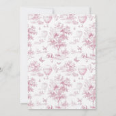 Toile De Jouy Pink Bow Babydusche Einladung (Rückseite)