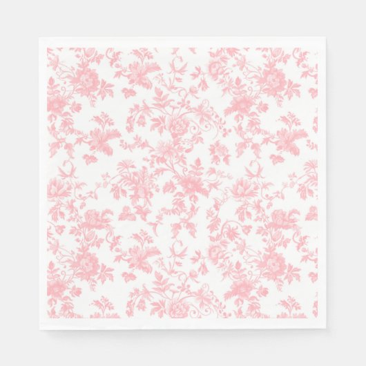 Toile de Jouy Pink Bow Girl First 1st Birthday Serviette (Vorderseite)