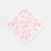 Toile de Jouy Pink Bow Girl First 1st Birthday Serviette (Ecke)