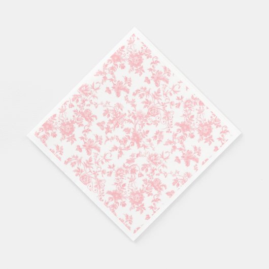 Toile de Jouy Pink Bow Girl First 1st Birthday Serviette (Ecke)