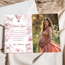 Toile De Jouy Pink Girl Babydusche Party Foto Einladung