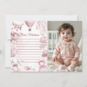 Toile De Jouy Pink Girl Capsule Note Message Card Einladung (Vorderseite)