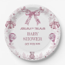 Toile De Jouy Pink Retro Bärenspielzeug Babydusche