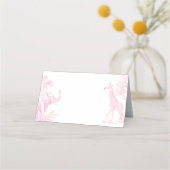 Toile de jouy Pink Safari Minimalistische Babydusc Platzkarte (Rückseite)