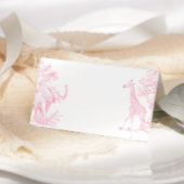 Toile de jouy Pink Safari Minimalistische Babydusc Platzkarte