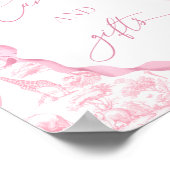 Toile de Jouy Pink Safari Tierkarten und Geschenke Poster (Ecke)