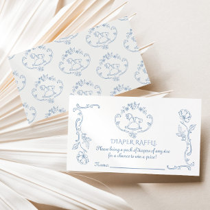 Toile de jouy Rocking Pferd Vintag Diaper Tombola Begleitkarte