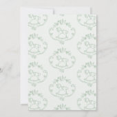 Toile de Jouy Rockpferd Sage Green Baby Dusche Einladung (Rückseite)