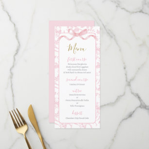 Toile de Jouy Rosa Baby Shower Mädchen Menükarte