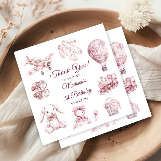 Toile De Jouy Rosa Geburtstagsfeier Serviette