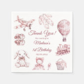 Toile De Jouy Rosa Geburtstagsfeier Serviette (Vorderseite)