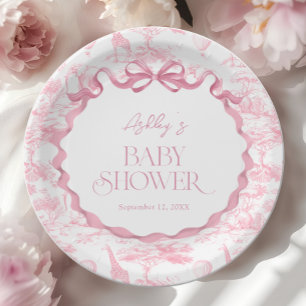 Toile de Jouy Rosa Safari-Tiere Babyparty Pappteller