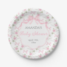 Toile De Jouy Rosa Schleifen Mädchen Baby Shower