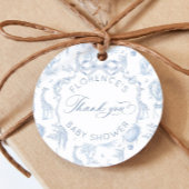 Toile de Jouy Safari Animals Blue Baby Dusche Geschenkanhänger