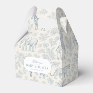 Toile De Jouy Safari Animals Blue Boy Baby Dusche Geschenkschachtel