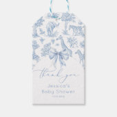 Toile de Jouy Safari Baby Dusche elegant danke Geschenkanhänger (Vorderseite)