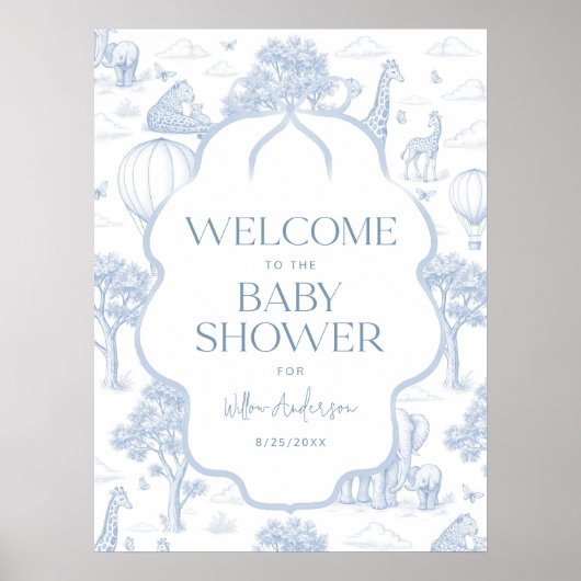 Toile De Jouy Safari Baby Shower Welcome Poster (Vorne)