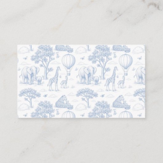 Toile De Jouy Safari Babydusche Bücher für Baby Visitenkarte (Rückseite)