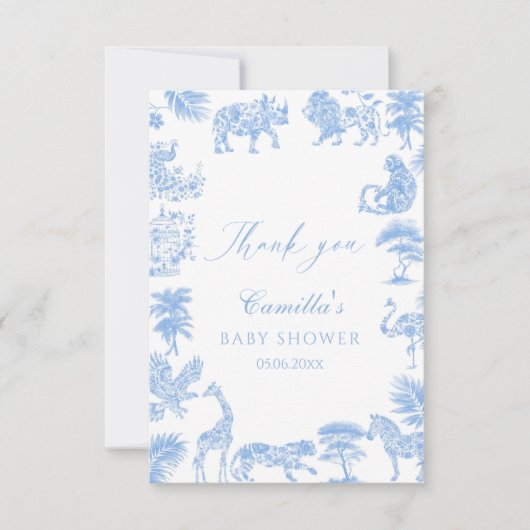 Toile De Jouy Safari Babydusche Dankeskarte (Vorderseite)