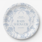 Toile De Jouy Safari Blue Baby Shower Paper Plates Pappteller (Vorderseite)