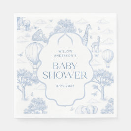 Toile De Jouy Safari Blue Boy Baby Shower Napkins Serviette