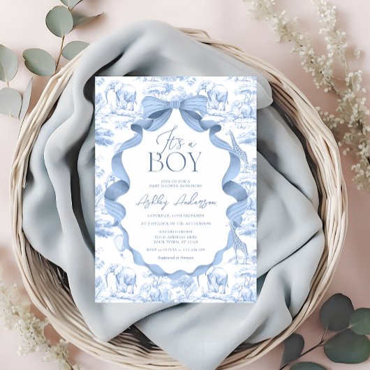 Toile de Jouy Safari Es ist eine Baby-Dusche Einladung