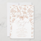 Toile de Jouy Safari Gender neutrale Babydusche Einladung (Vorderseite)