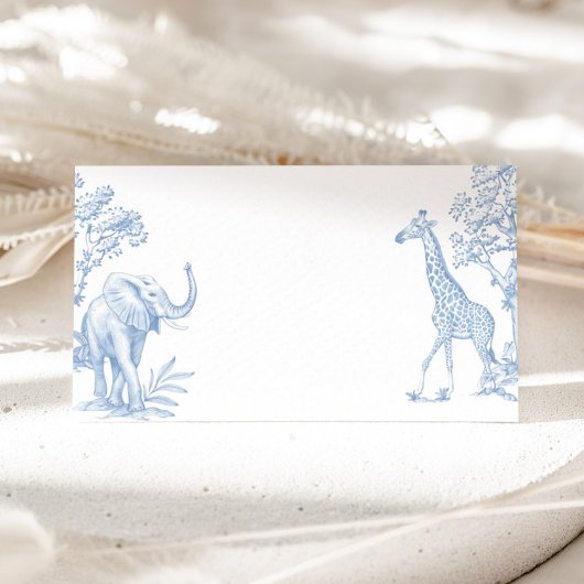 Toile de jouy Safari Minimalistische Babydusche Platzkarte