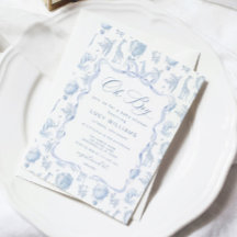 Toile de Jouy Safari Oh Boy Baby Dusche Einladung