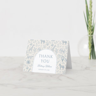 Toile De Jouy Safari Pastel Blue Baby Dusche Dankeskarte