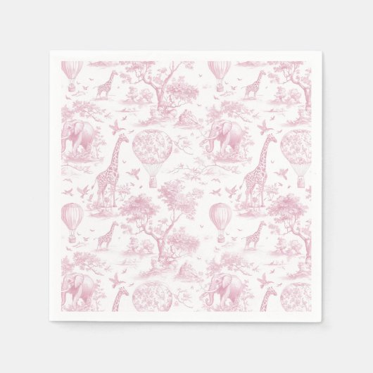 Toile de Jouy Safari Pink Babydusche Napkins Serviette (Vorderseite)