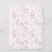 Toile de Jouy Safari Pink Bow Baby Dusche Einladung (Rückseite)