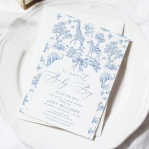 Toile de Jouy Safari Süßer kleiner Junge Baby Show Einladung