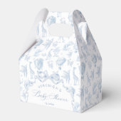 Toile de Jouy Safari Tiere Arch Blue Baby Dusche Geschenkschachtel (Vorderseite)