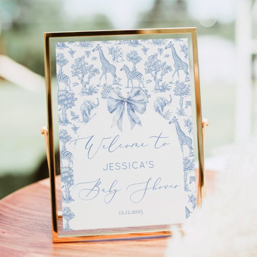 Toile de Jouy Safari tiere Baby Dusche Begrüßung Poster