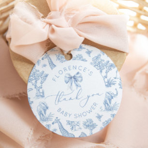 Toile de Jouy Safari tiere Baby Dusche danke Geschenkanhänger