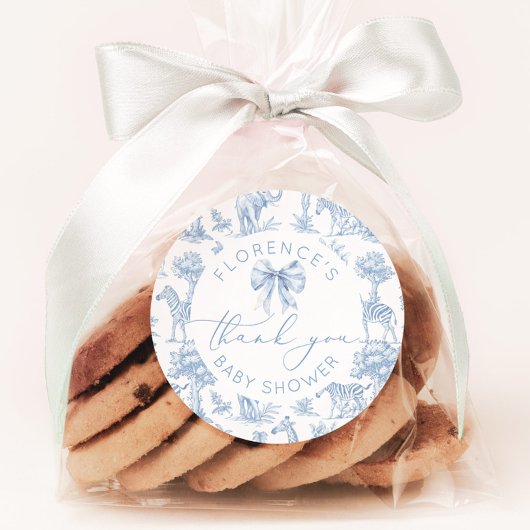 Toile de Jouy Safari tiere Baby Dusche danke Runder Aufkleber