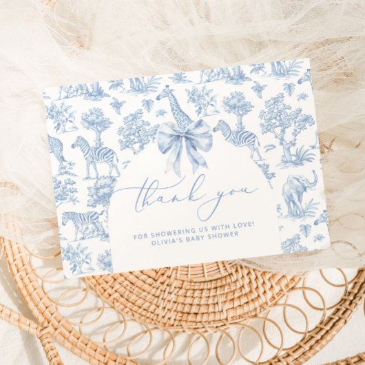 Toile de Jouy Safari tiere Babydusche Dankeskarte