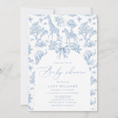 Toile de Jouy Safari tiere Babydusche Einladung (Vorderseite)