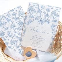 Toile de Jouy Safari tiere Babydusche