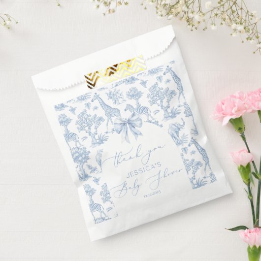 Toile de Jouy Safari tiere Babydusche Geschenktütchen (Versiegelt)