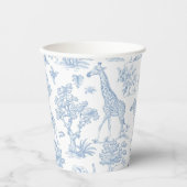 Toile de Jouy Safari Tiere Blau Babydusche Pappbecher (Vorderseite)