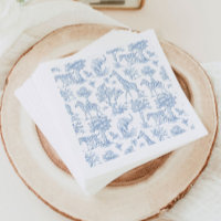 Toile de Jouy Safari Tiere Blau Babydusche