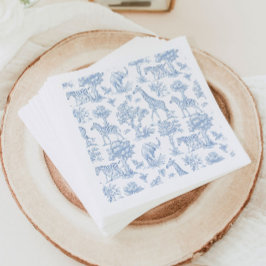 Toile de Jouy Safari Tiere Blau Babydusche Serviette