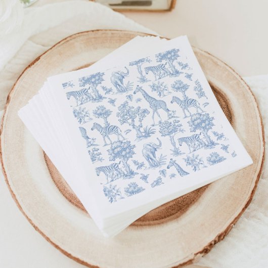 Toile de Jouy Safari Tiere Blau Babydusche Serviette