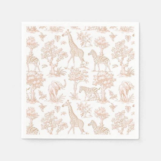 Toile de Jouy Safari Tiere Boho Baby Dusche Serviette (Vorderseite)